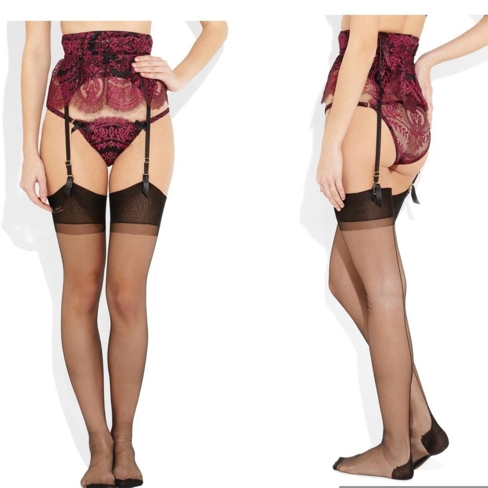 AGENT PROVOCATEUR SOIREE DAHLIA Waspie Garter Belt Sz: 3 US M sexy lace burgundy